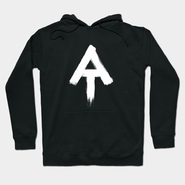 Appalachian Trail Blaze Marker Symbol Painted White Thru-Hiking Hoodie by astralprints